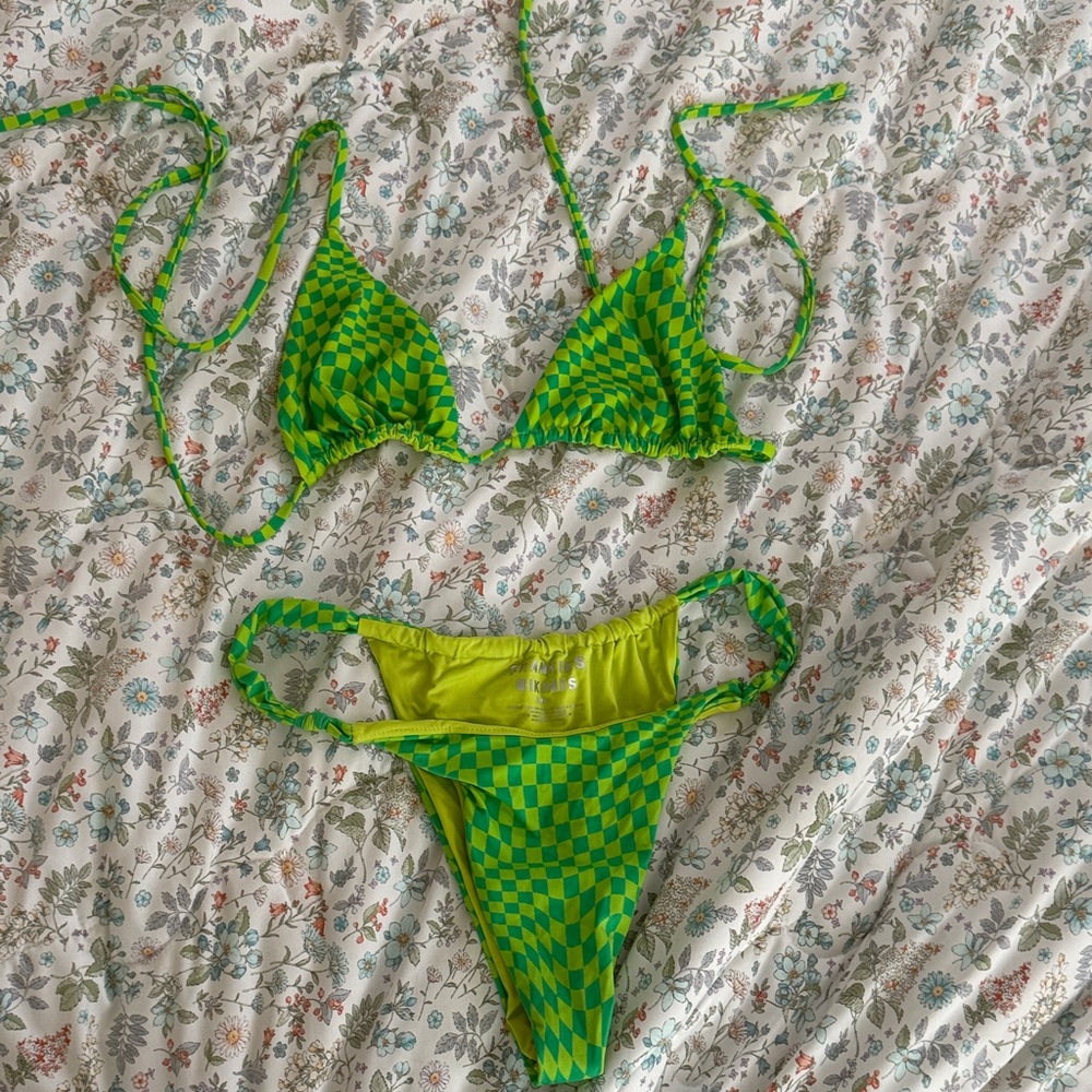 Frankie's Bikinis Lime Checkered Swimwear